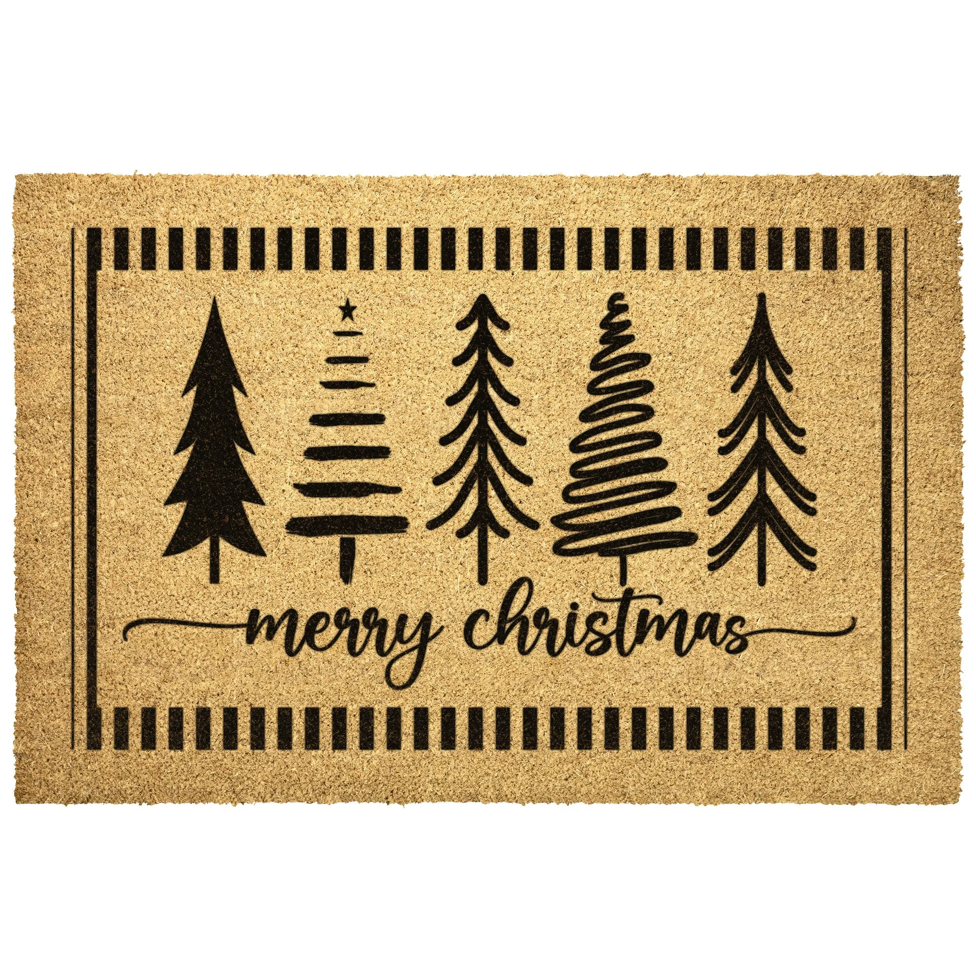 Merry Christmas Trees Door Mat Rug