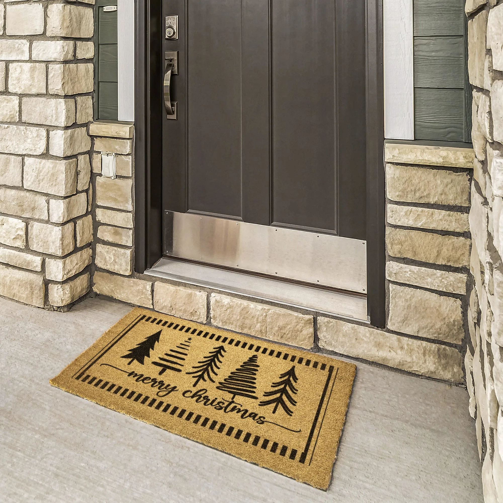 Merry Christmas Trees Door Mat Rug