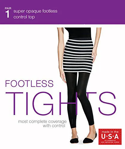 NO NONSENSE - Women's Super Opaque Control Top Footless Tight Black XL - 1 Pair