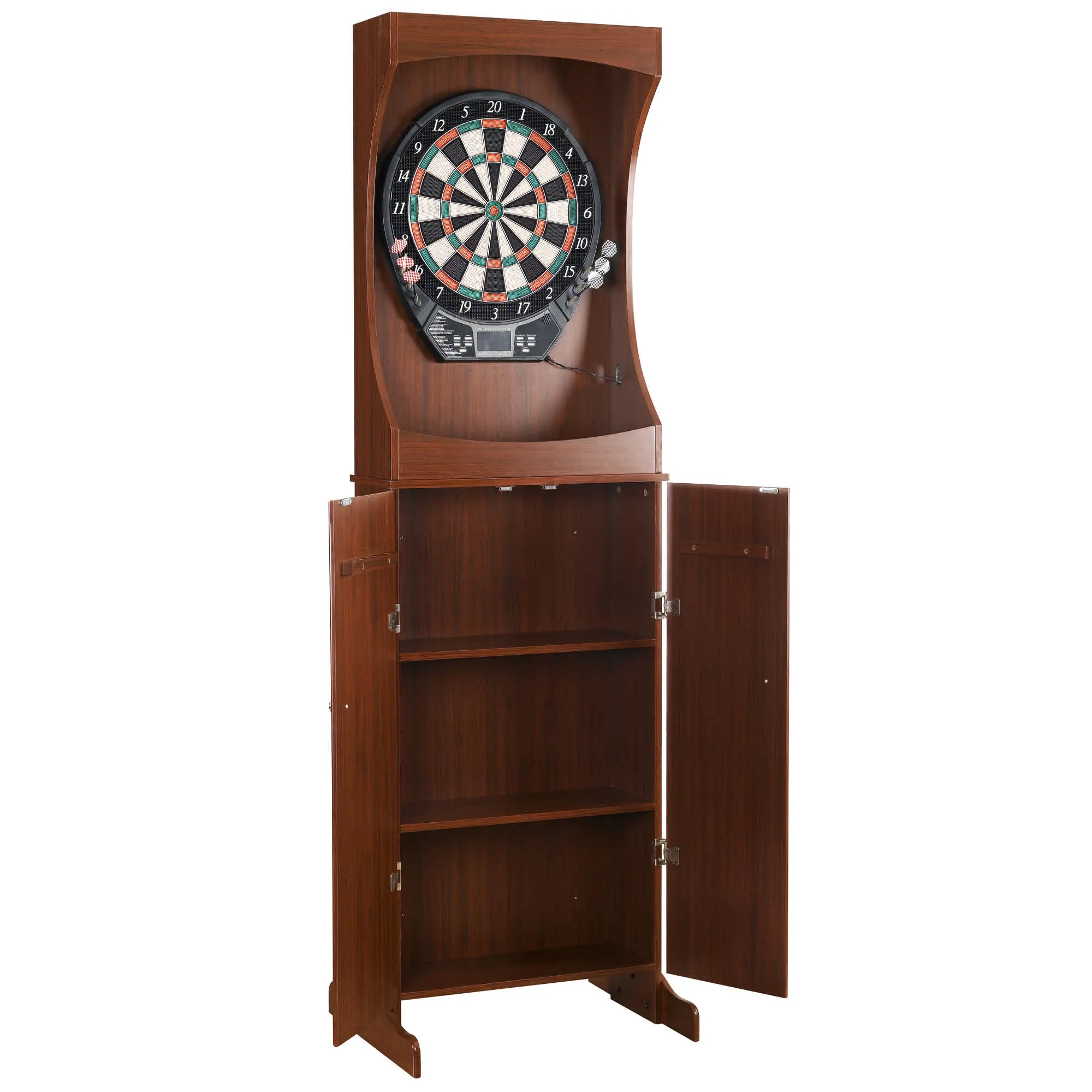 Outlaw Electronic Dartboard and 81-in Free-Standing Cabinet - Cherry Finish