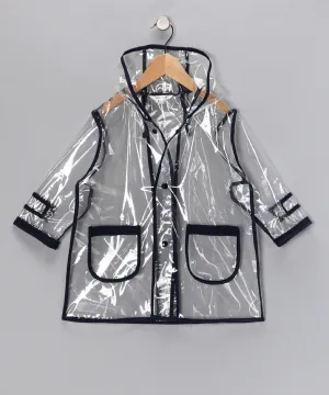 Pluie Pluie Boys R2C - NY Navy Transparent Rain Coat