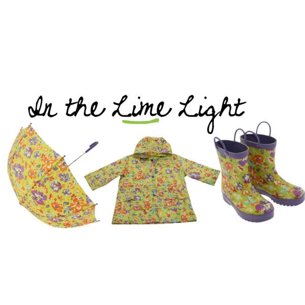 Pluie Pluie Girls RC - Lime Flower Rain Coat