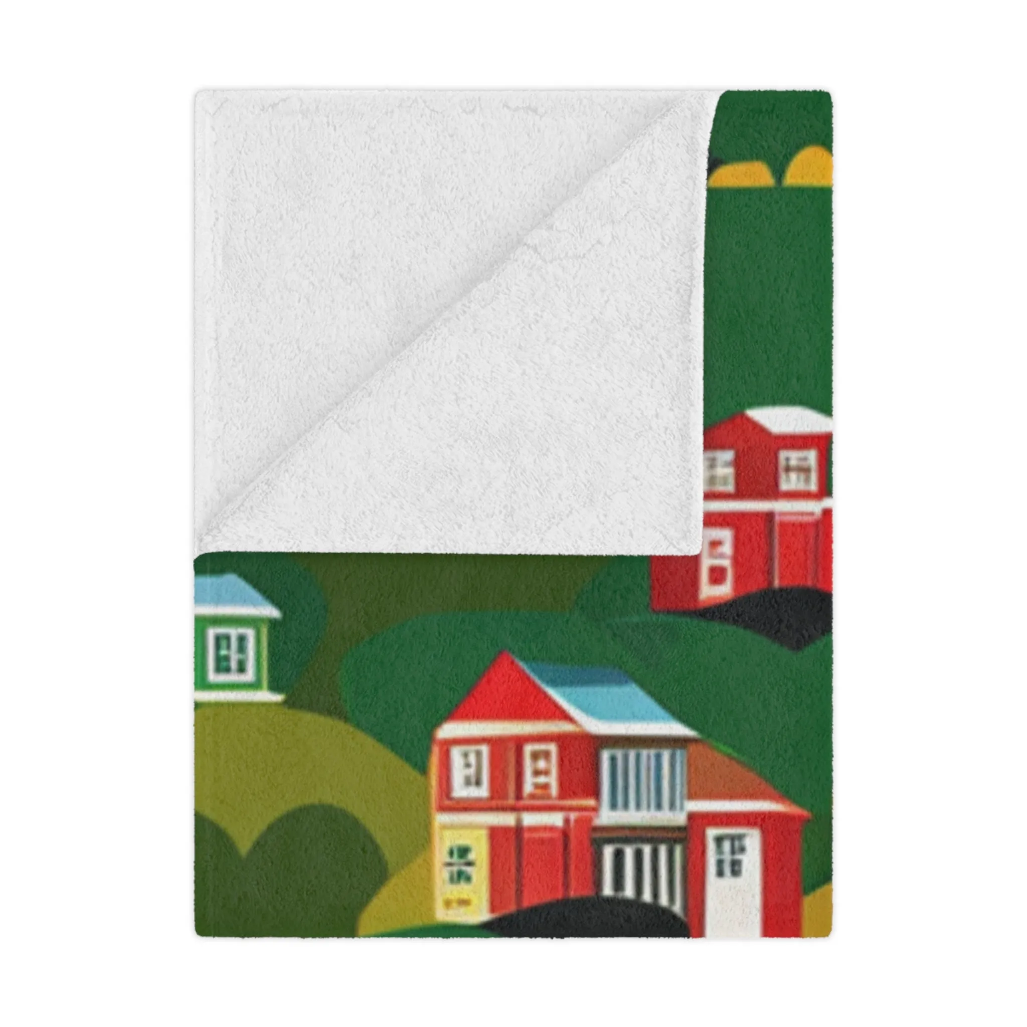 Red and Orange Houses Minky Blanket