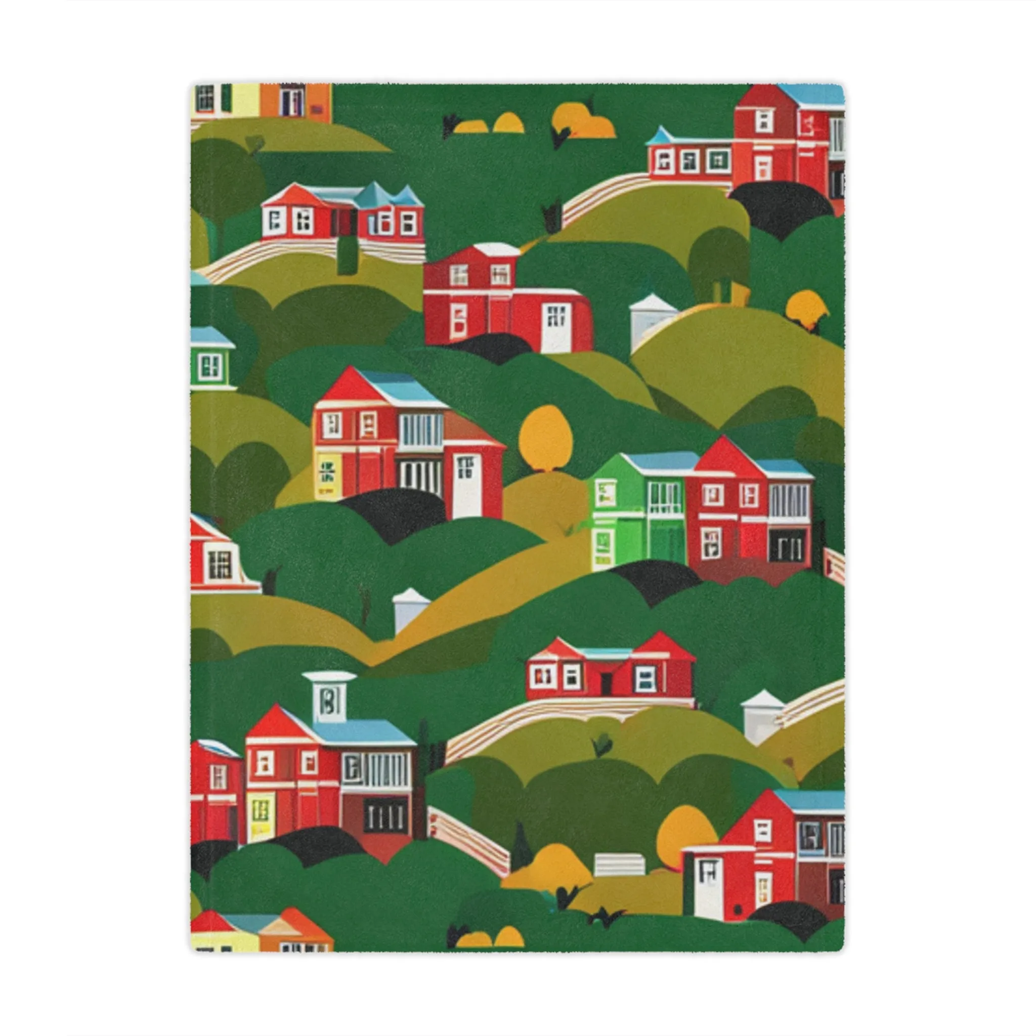 Red and Orange Houses Minky Blanket