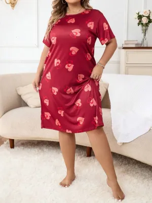 Red Hot Transparent Heart Nighty for Women