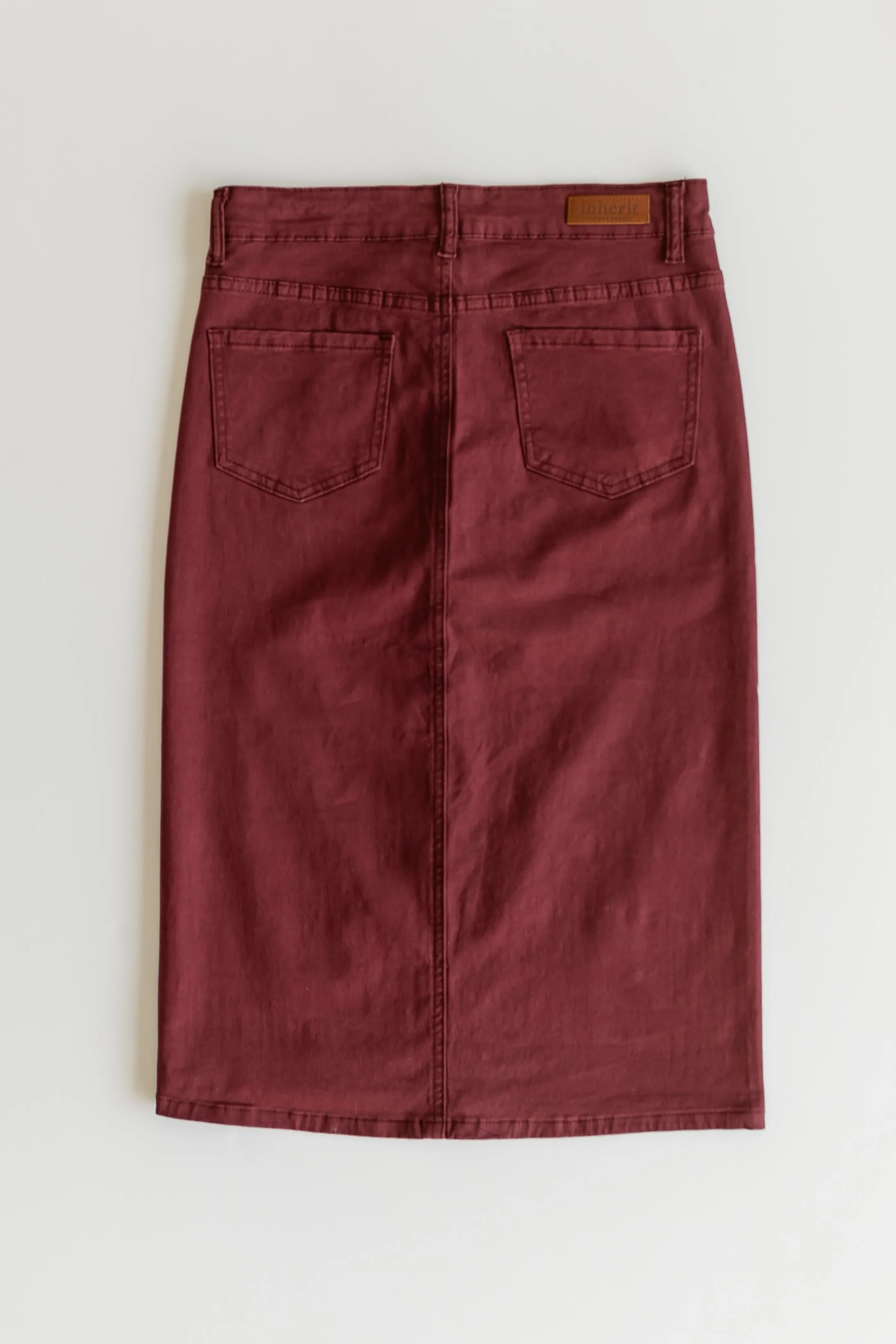 Remi Burgundy Denim Midi Skirt - FINAL SALE