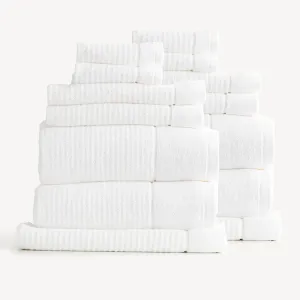 Renee Taylor Cambridge Textured 14 Piece Snow Towel Pack