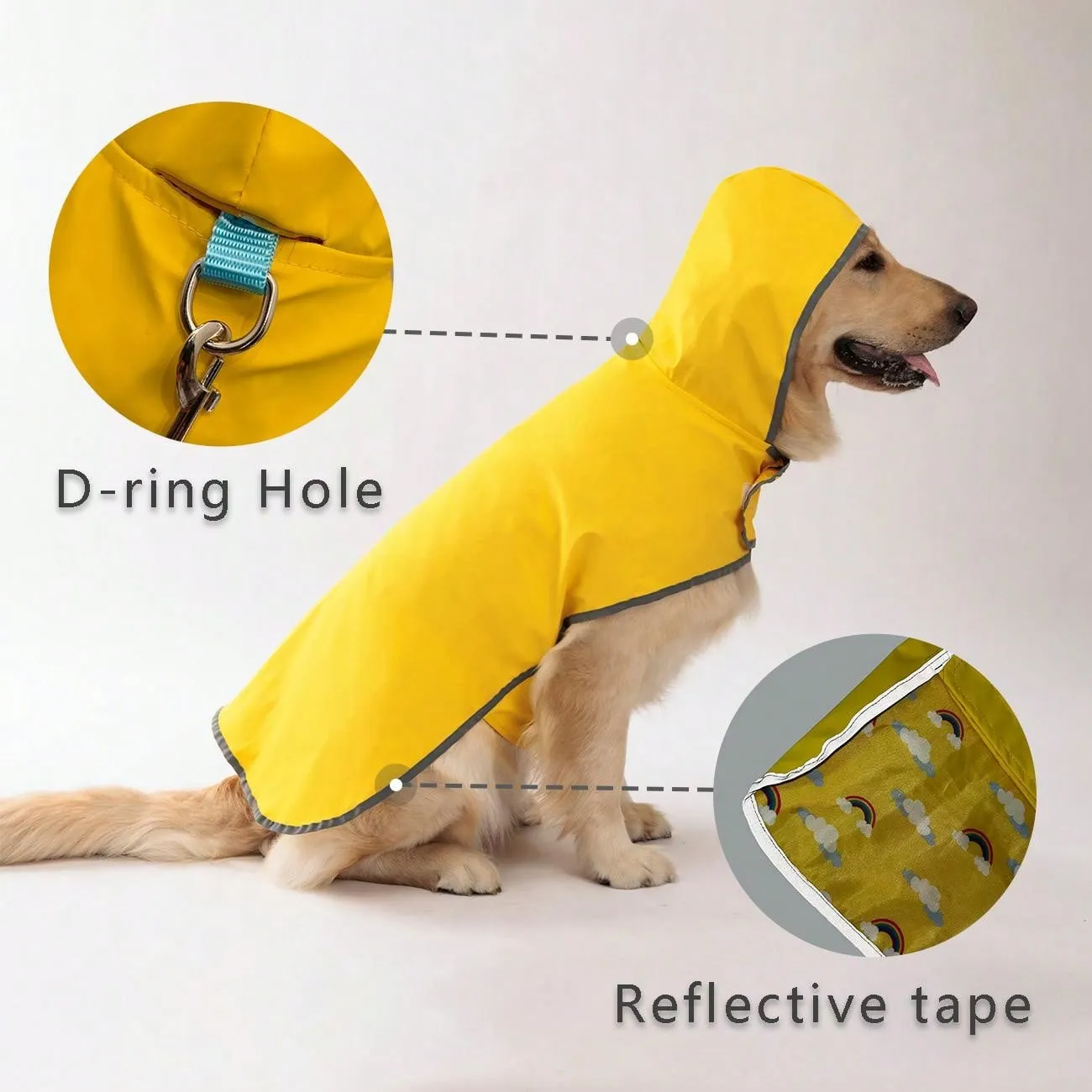 Reversible Waterproof Dog Raincoat - Yellow Double Layer Coat