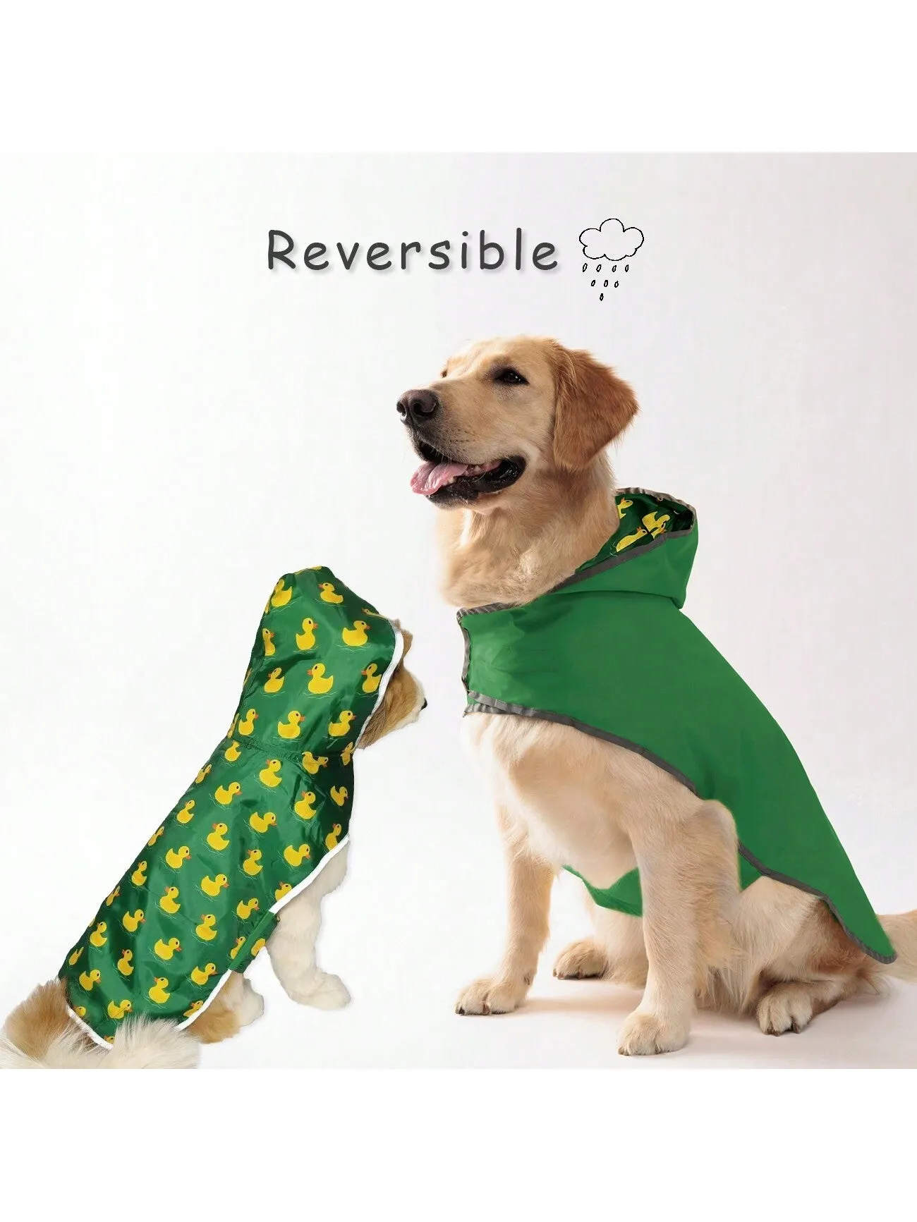 Reversible Waterproof Dog Raincoat - Yellow Double Layer Coat