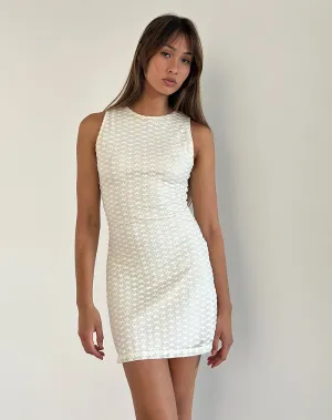 Sechium Mini Dress in Heart Lace Ivory