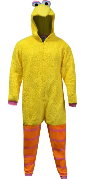 Sesame Street Big Bird Plush Sherpa Hooded Onesie Adult Pajamas