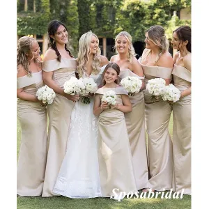 Sexy Soft Satin Off Shoulder Sleeveless Mermaid Floor Length Bridesmaid Dresses, BD3335