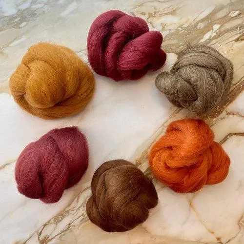 Shetland Collection | Toasted Terra Cotta Bundle of Dyed Wool Tops | 150 Grams, 29 Micron