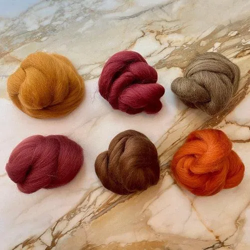 Shetland Collection | Toasted Terra Cotta Bundle of Dyed Wool Tops | 150 Grams, 29 Micron