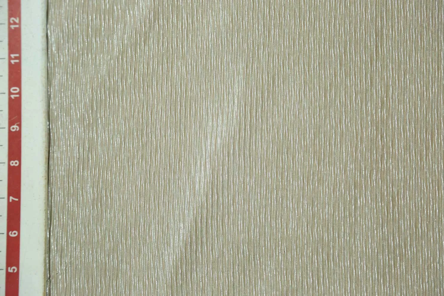 Silver Foil on Beige Foil Print Pleated Knit Fabric