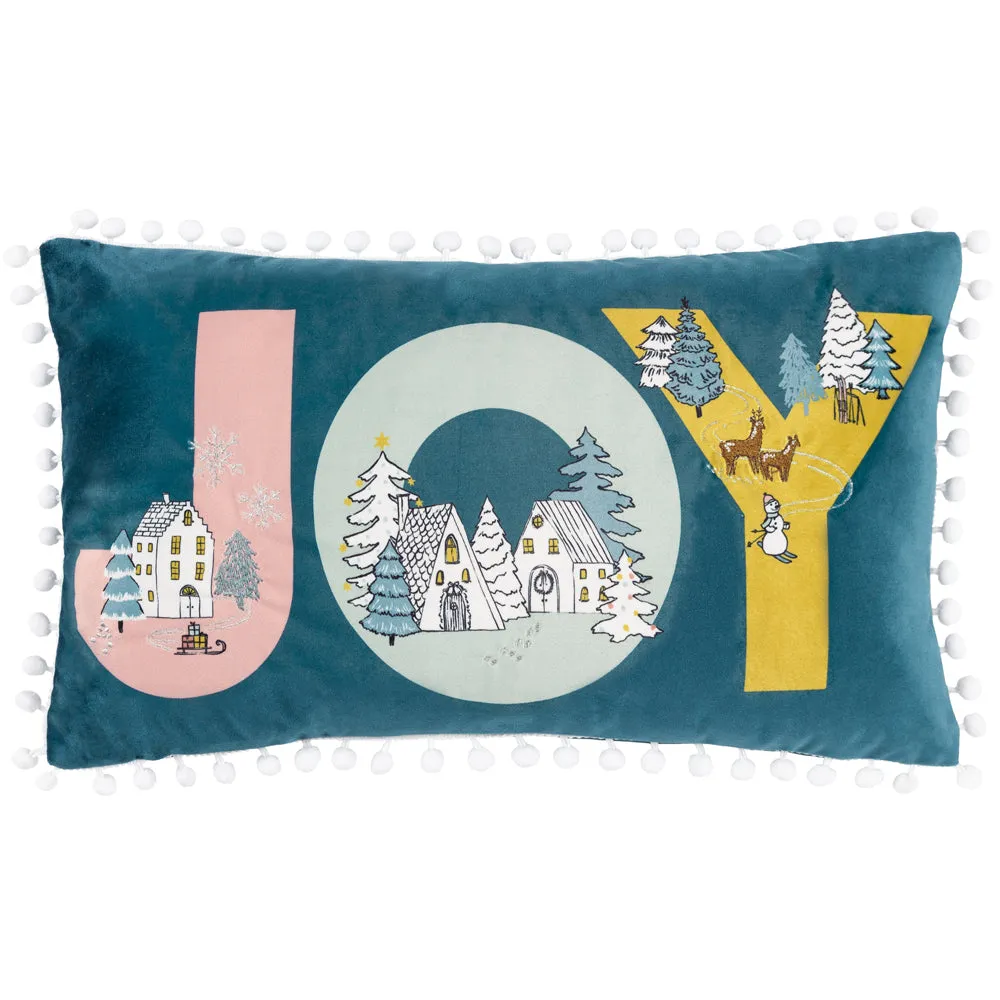 Snowy Village Joy Cushion Cerulean