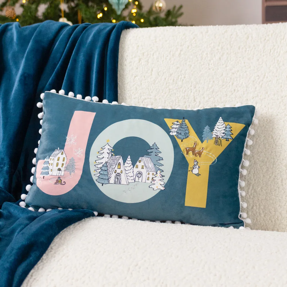 Snowy Village Joy Cushion Cerulean