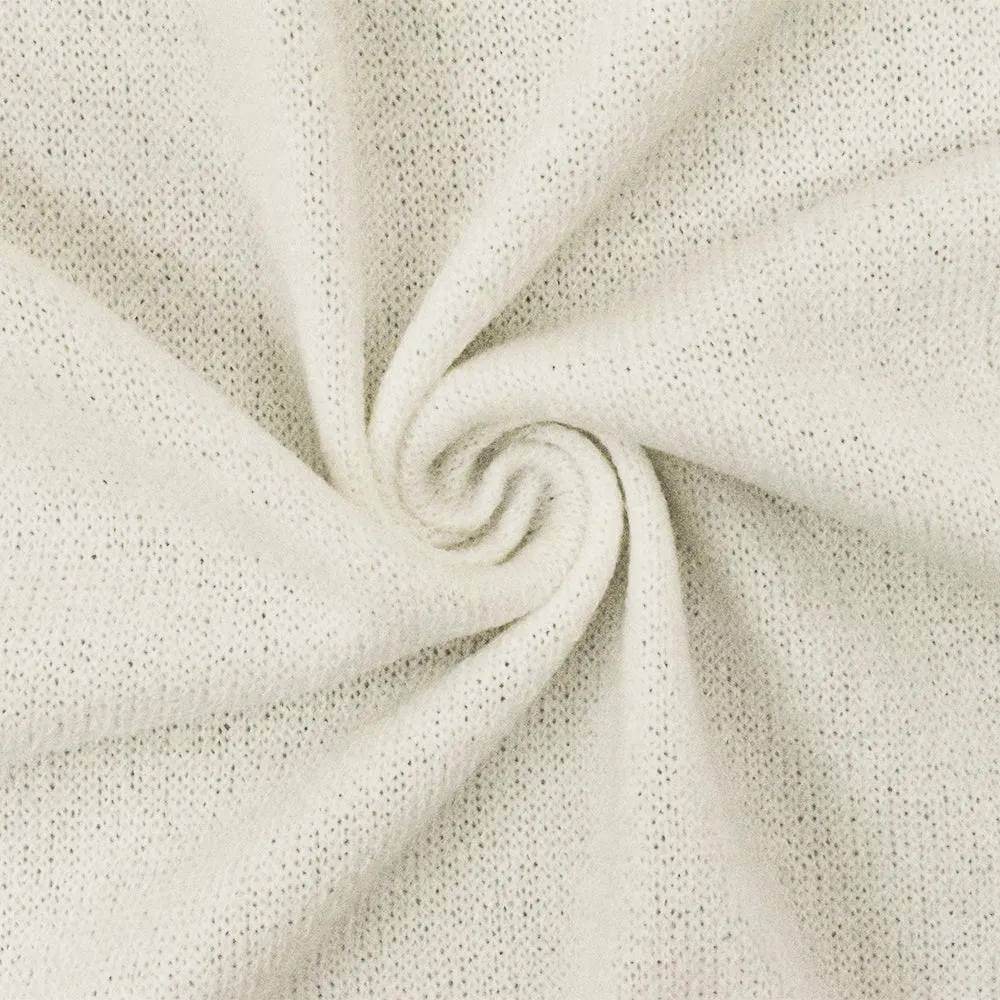 Soft Ivory Texture Stretch Poly Jersey Knit Fabric