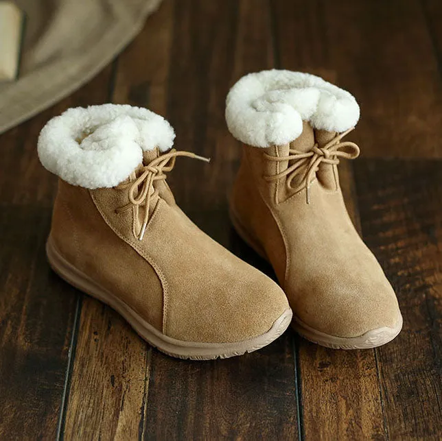 Suede Lace-up Comfortable  Winter Snow Boots