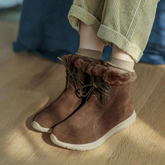 Suede Lace-up Comfortable  Winter Snow Boots