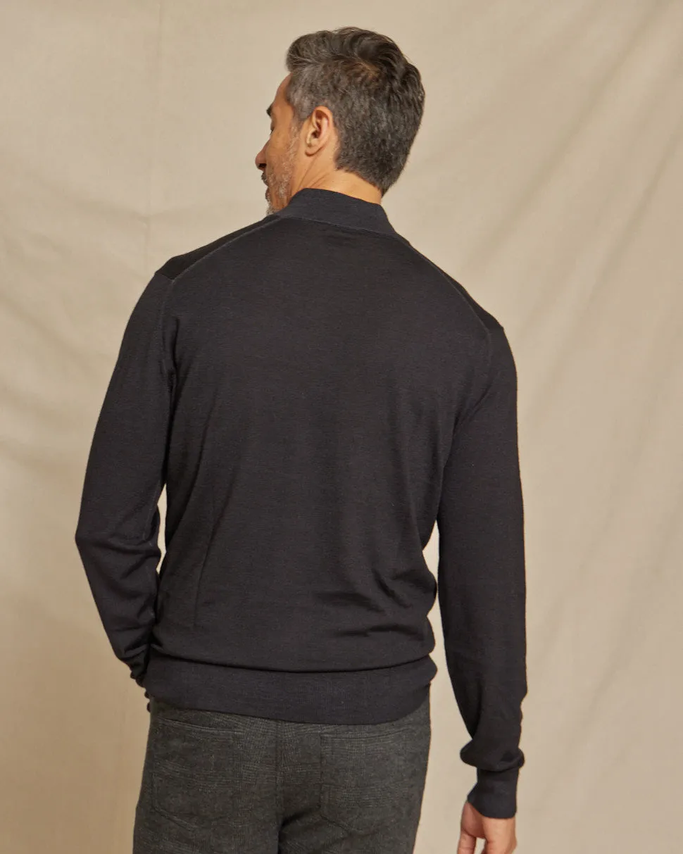 The Archer - LS Lightweight MERINOmax 1/4 Zip Sweater - Black