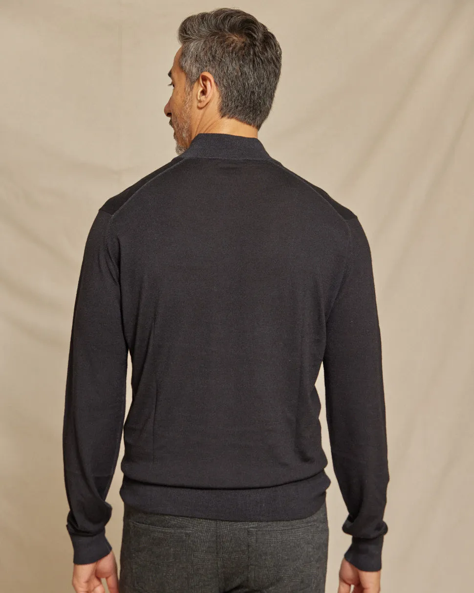 The Archer - LS Lightweight MERINOmax 1/4 Zip Sweater - Black