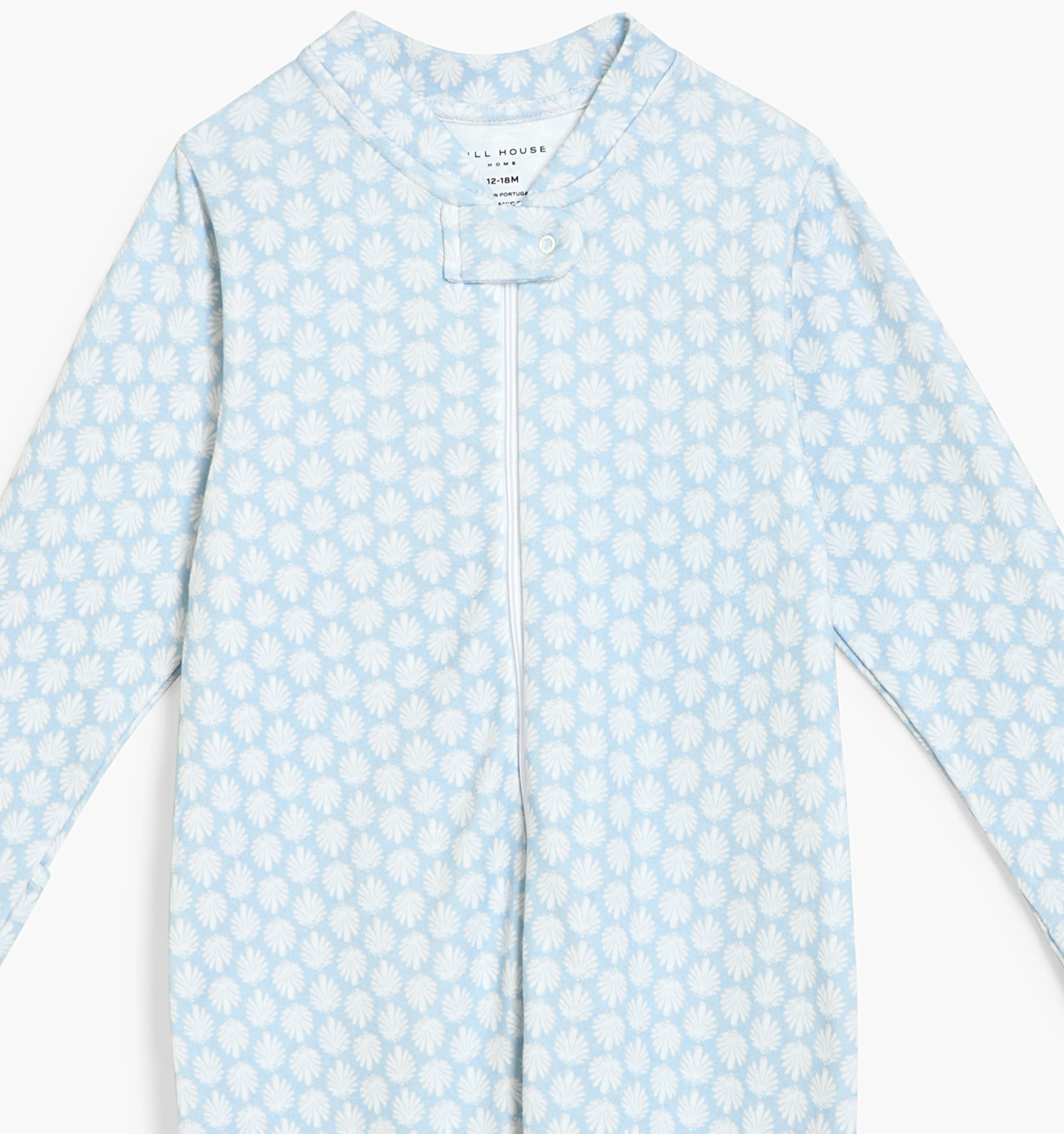 The Footie Pajama - Powder Blue Baroque Shell