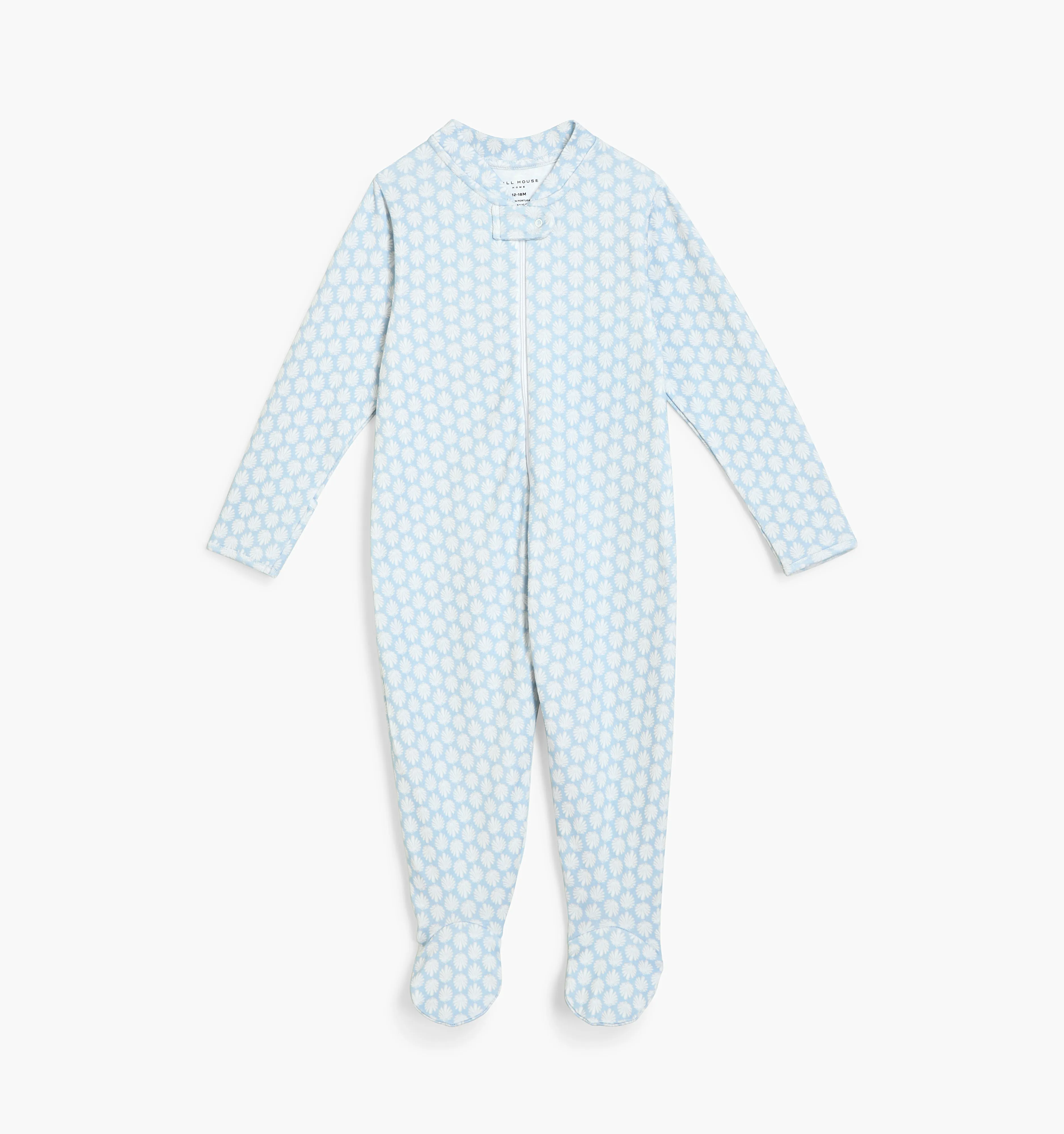 The Footie Pajama - Powder Blue Baroque Shell