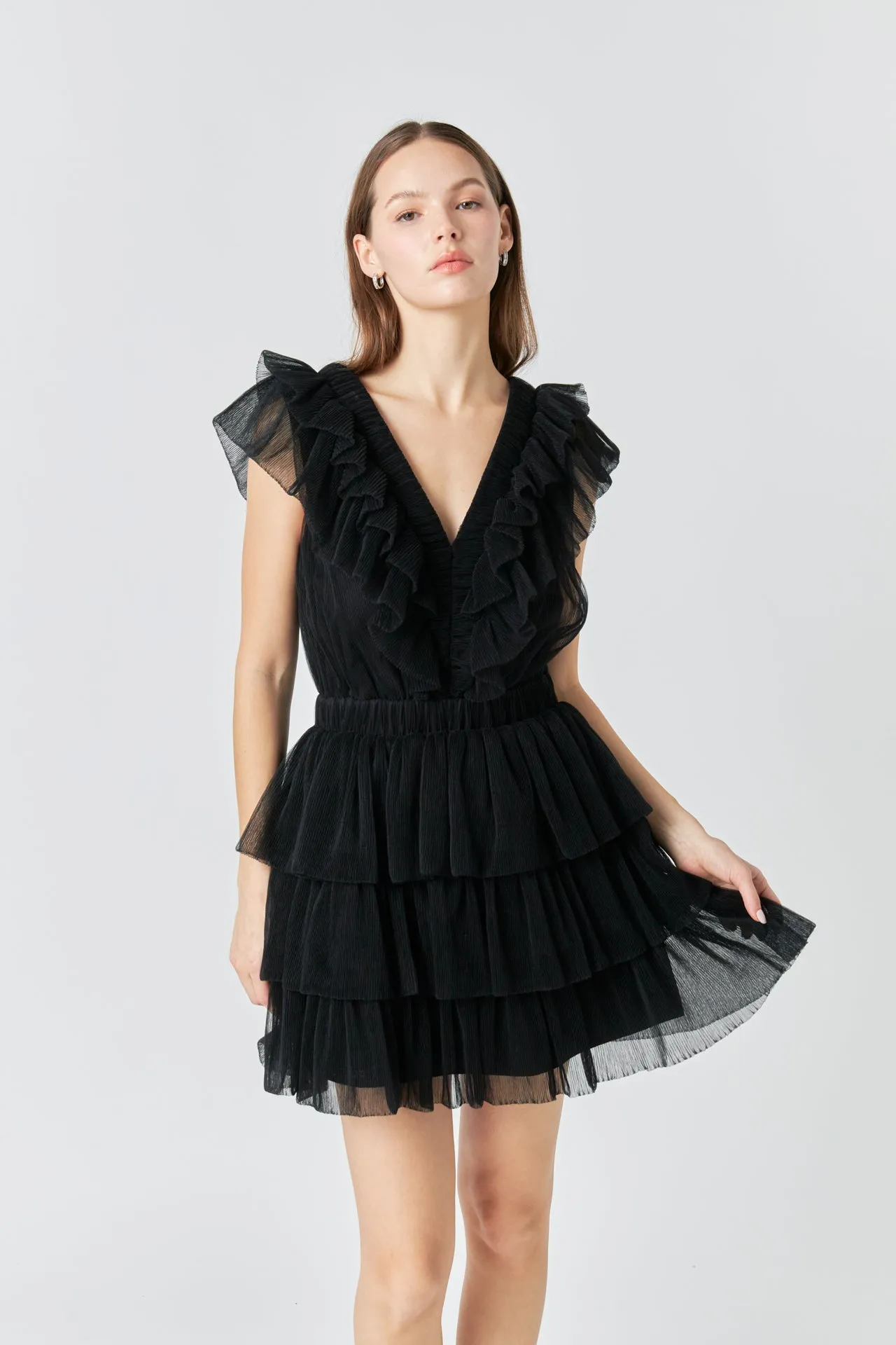 Tulle Ruffle Tiered Mini Dress