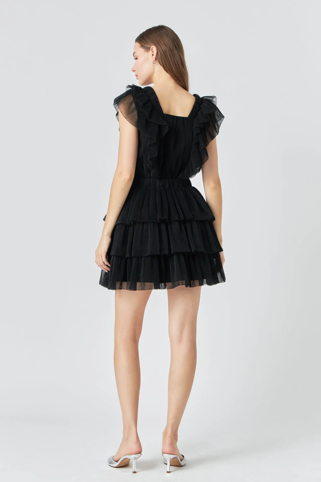 Tulle Ruffle Tiered Mini Dress