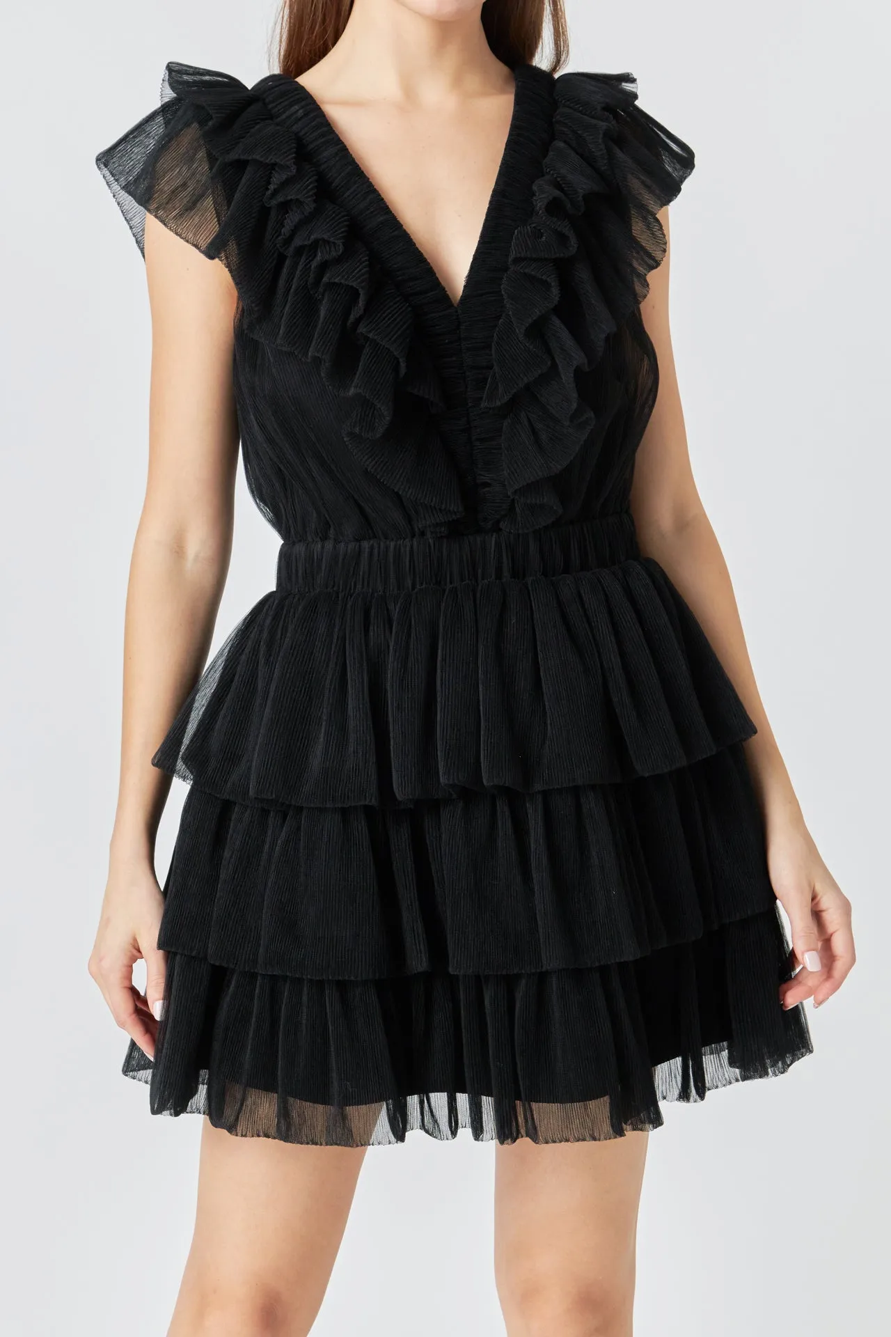 Tulle Ruffle Tiered Mini Dress