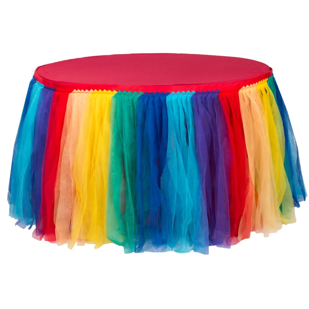 Tulle Tutu 14ft Table Skirt - Rainbow