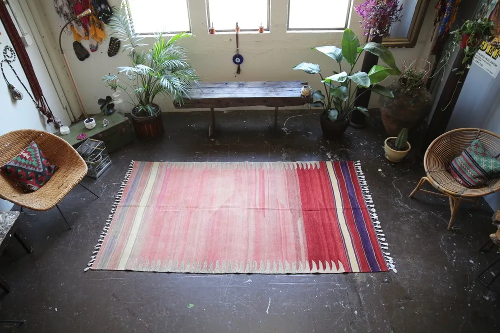 Vintage Bodrum Bos Kilim 4.7ft x 8.3ft