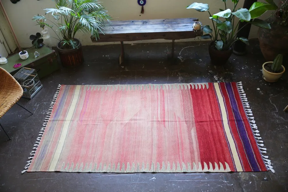 Vintage Bodrum Bos Kilim 4.7ft x 8.3ft