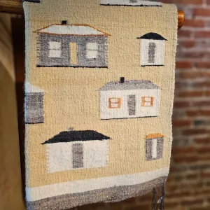 Vintage Zapotec Style Wool Rug - 'Houses'