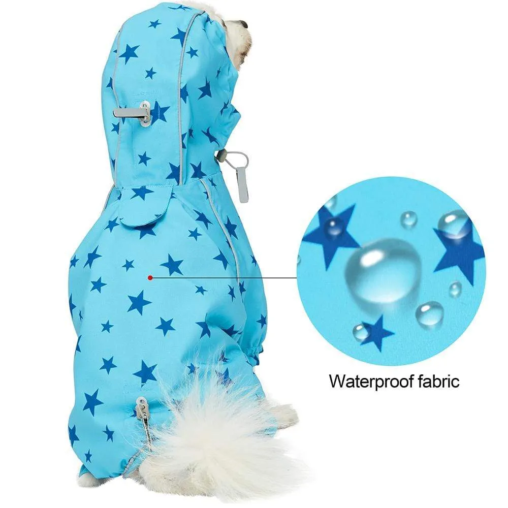 Waterproof | Blue Reflective Dog Raincoat with 4 Legs