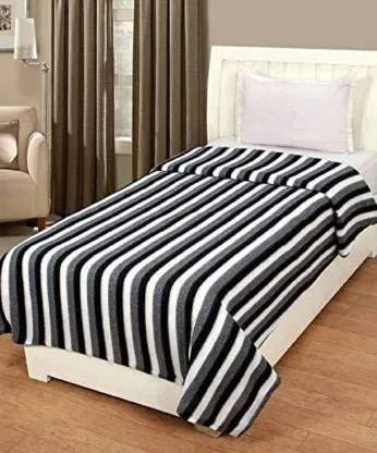 Wavva® Polyester & Polyester Blend 500 TC Blanket (Single Black and White)