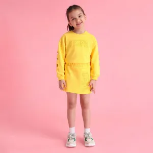 Yellow Cotton Printed Skorts