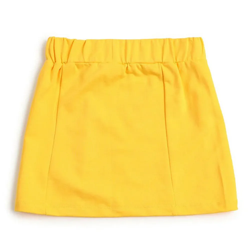 Yellow Cotton Printed Skorts